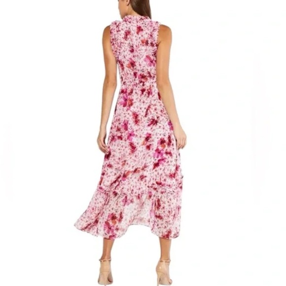 MISA Los Angeles Aurelie Pink Floral Midi Dress Sleeveless Gardenia Size S Boho - Picture 3 of 15